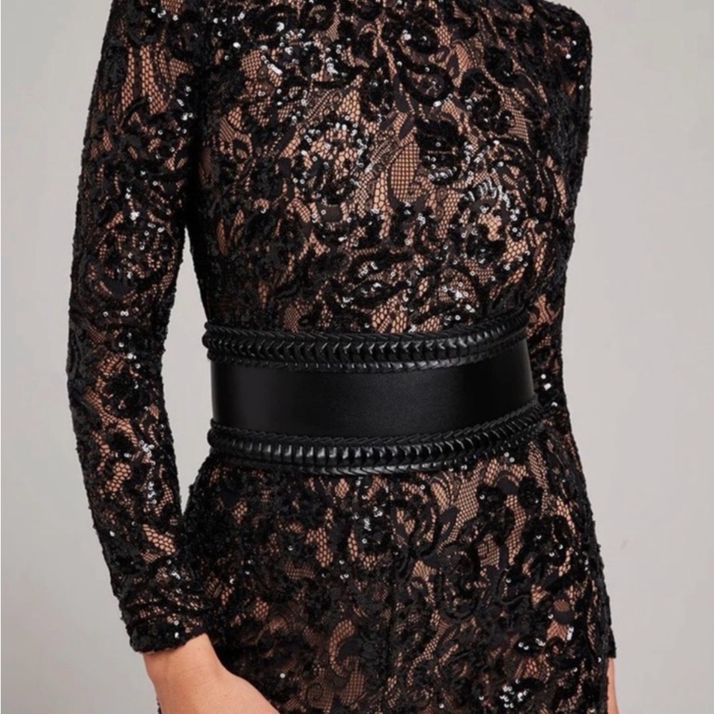 Elegant Nadine Merabi Black jumpsuit with Waist Belt